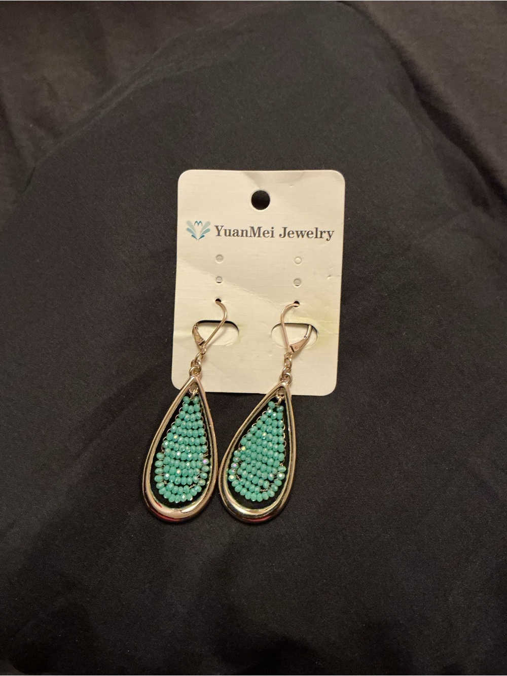 Teardrop Beaded Dangle Earrings in Turquoise